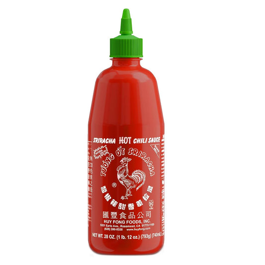 Huy Fong Sriracha, 28 Onuce Original Flavor Hot Chili Sriracha, 28 OZ Spicy Hot Sauce, Chili Pepper Sauce for Asian foods, Hotdogs, Eggs, Burgers, Soups, Tacos, Pack of 1